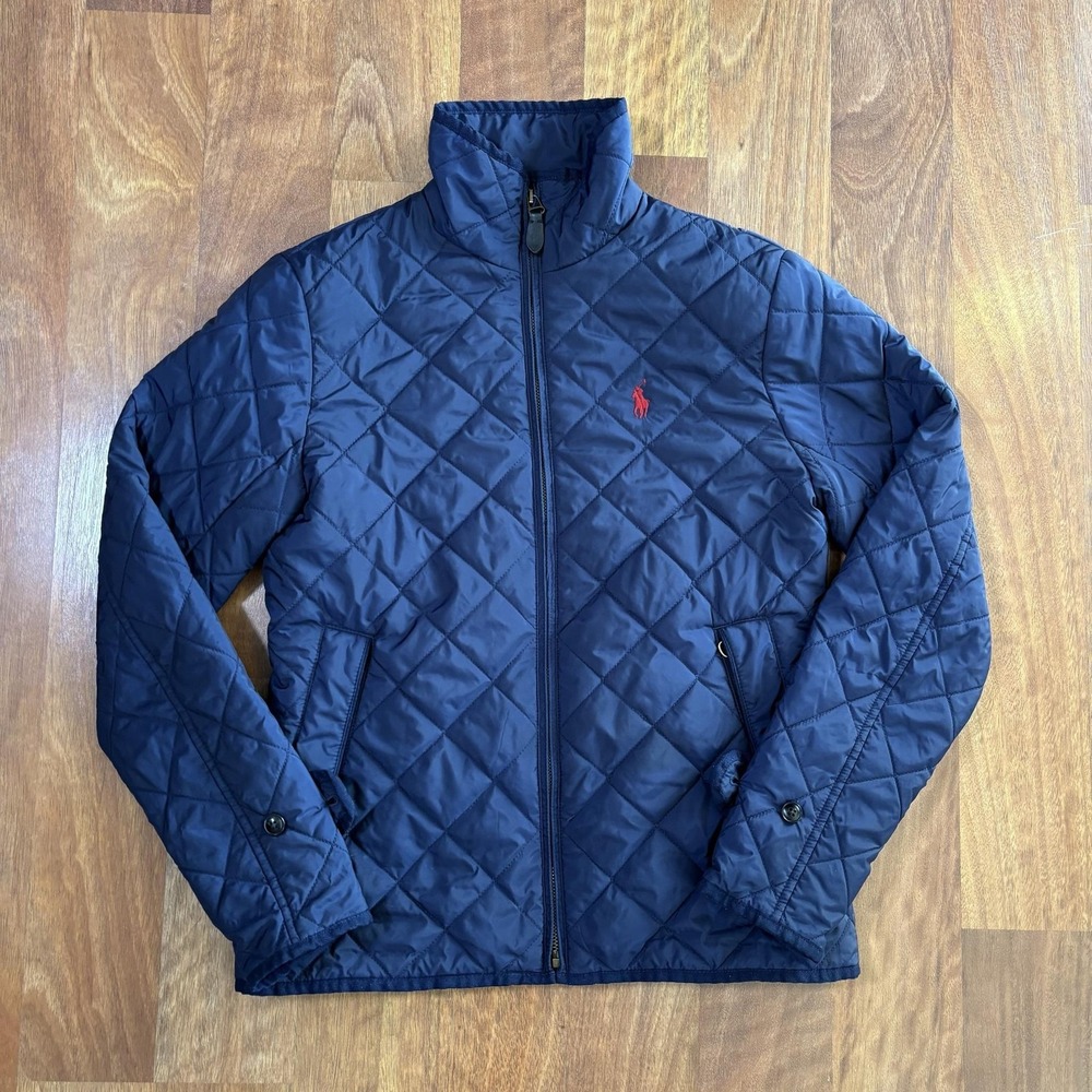 Polo Ralph Lauren Jacket Mens Small Blue Quilted Full Zip Insulated Outdoor
